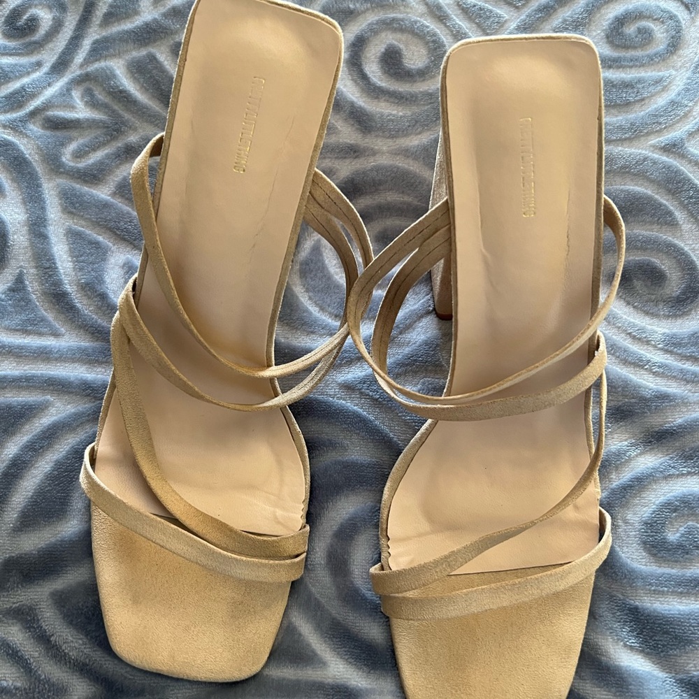 Pretty Little Thing Nude Suede Heels - Size 7